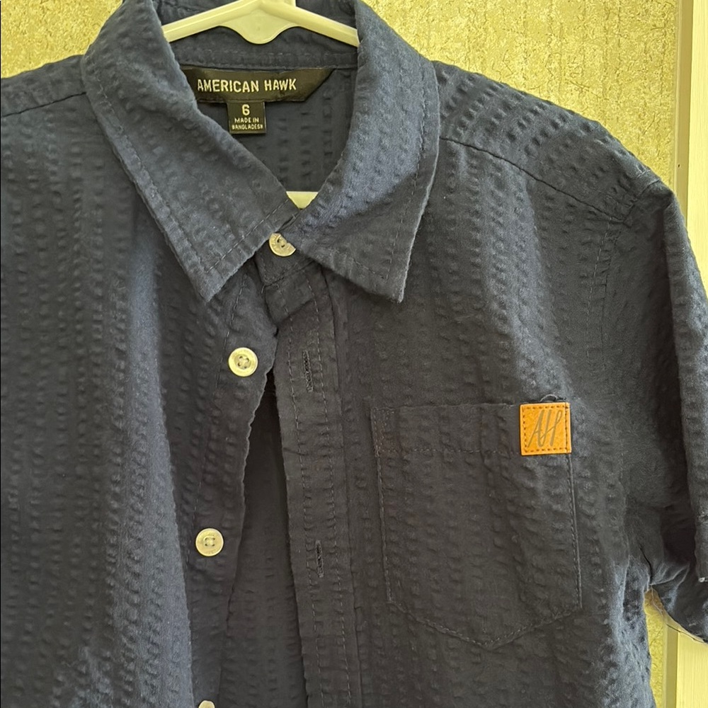 American Hawk Navy Short Sleeve Kids Shirt
